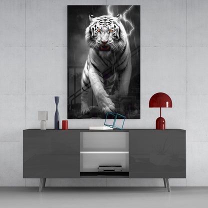 Tiger's Wrath Glass Wall Art || Designer's Collection