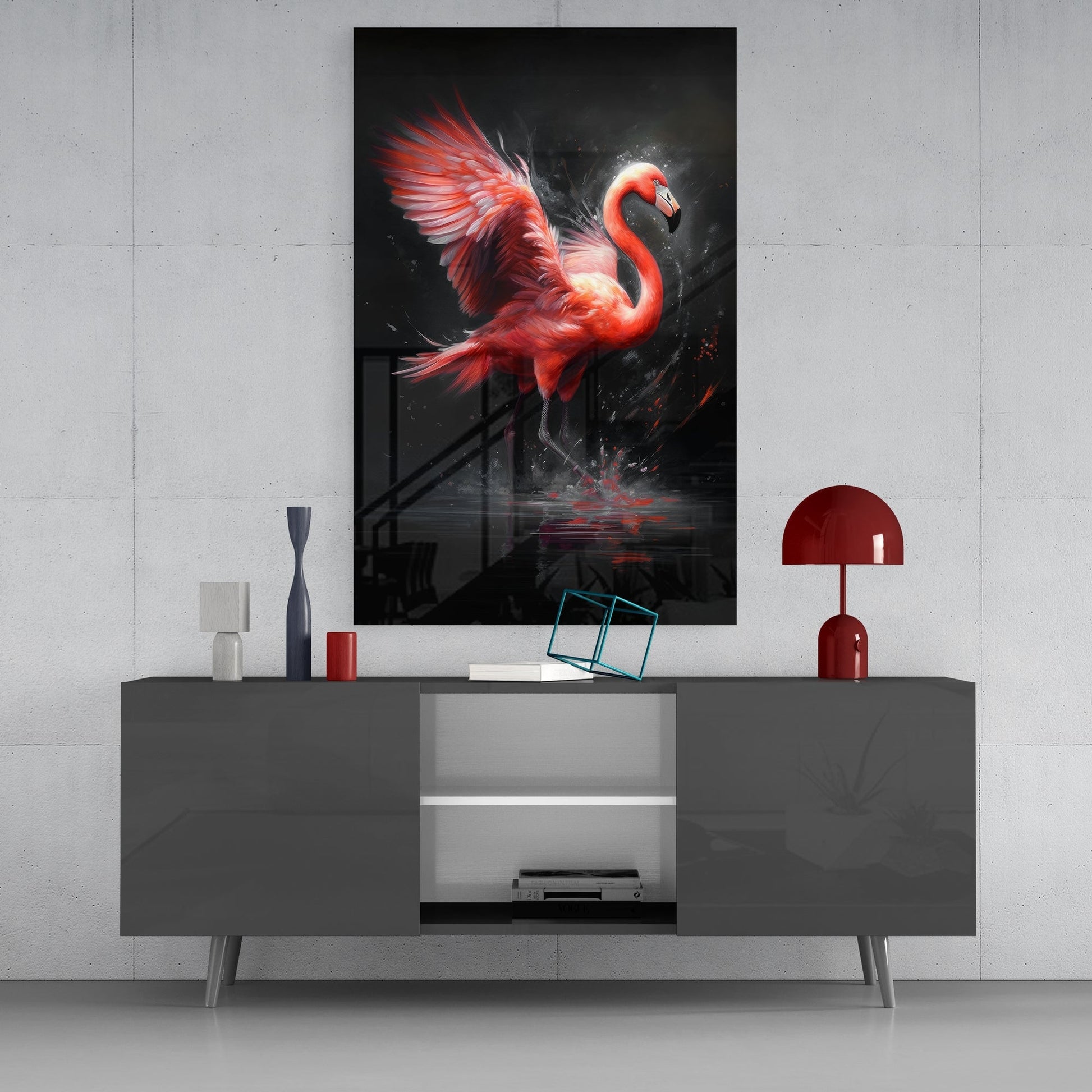 Flamingo Glass Wall Art || Designer's Collection
