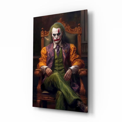 Joker in the Throne Glass Wall Art || Designer's Collection