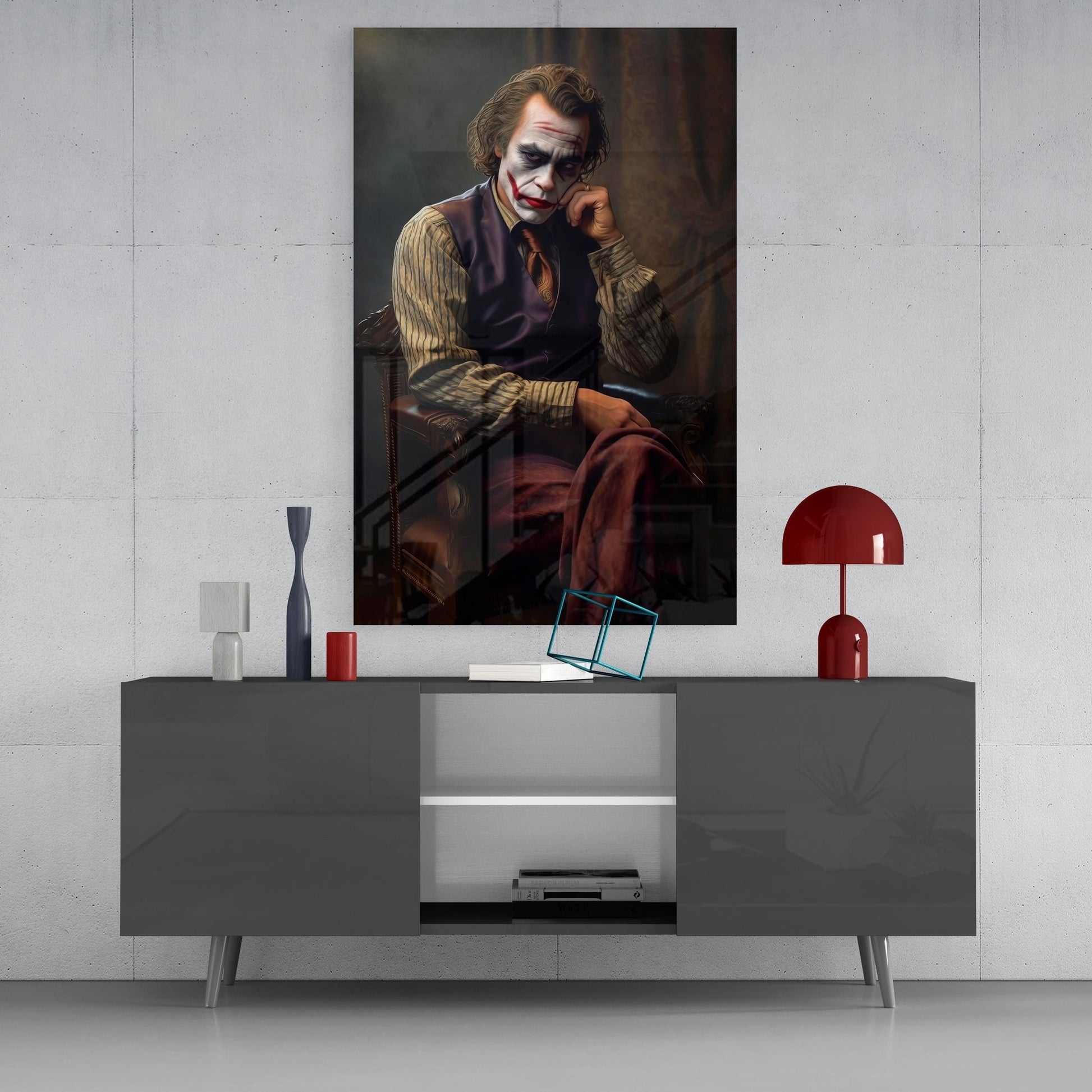 Joker the Thinker Glass Wall Art || Designer's Collection