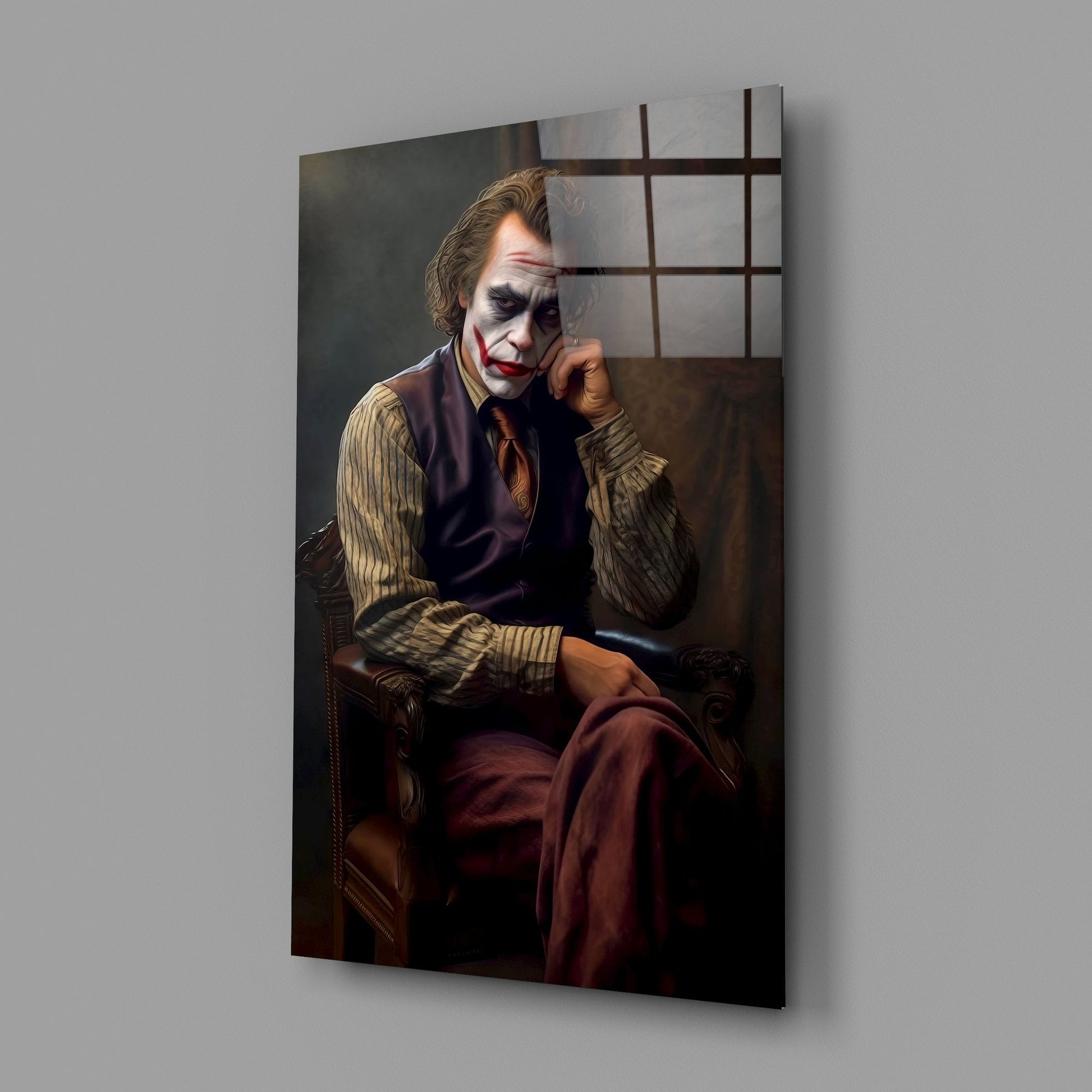 Joker the Thinker Glass Wall Art || Designer's Collection