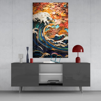 Waves, Trees or Mountains Glass Wall Art || Designer's Collection