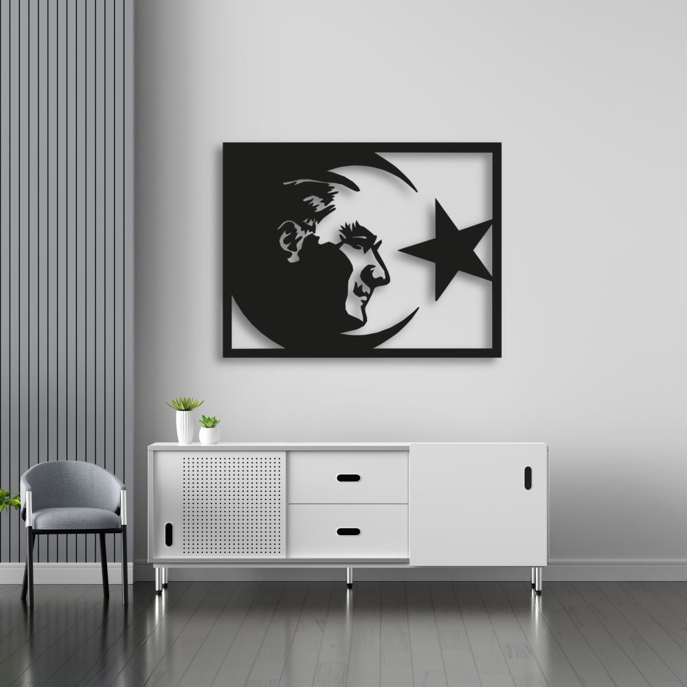 Ataturk and Flag Metal Painting