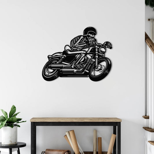 Ölümsüz Ruh İskelet – Metal Motosiklet Duvar Dekoru