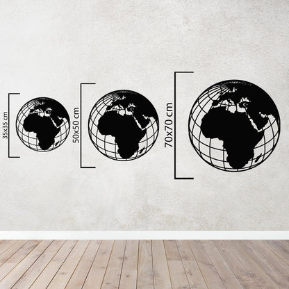 Triple Global World Map – Metal Sheet