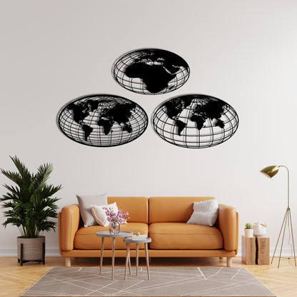 World Map Global Perspective – Metal Painting