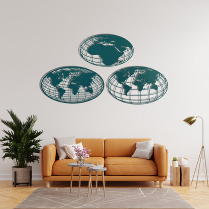 World Map Global Perspective – Metal Painting