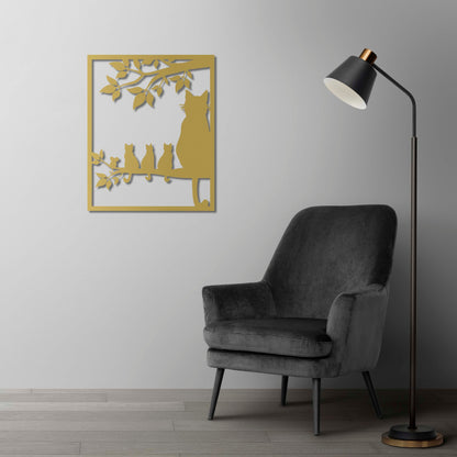 Daldaki Kediler Metal Tablo