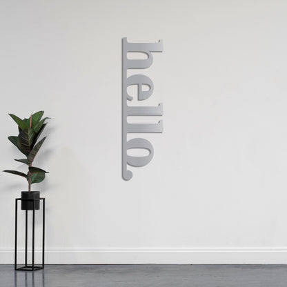 Vertical "Hello" Lettering Metal Sign