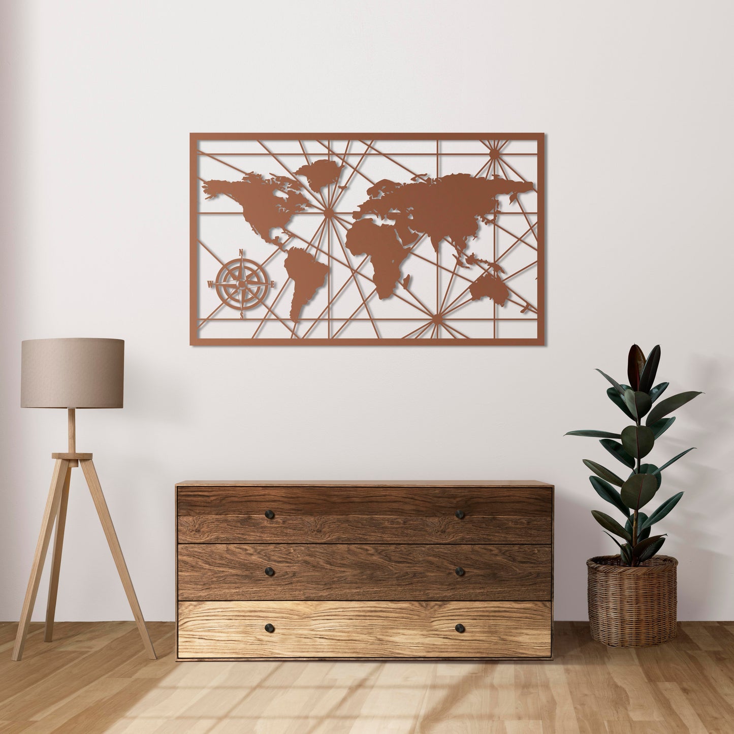 Exploration Routes - World Map Metal Painting