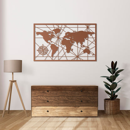 Exploration Routes - World Map Metal Painting