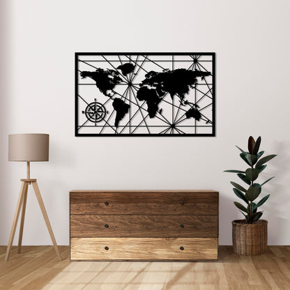 Exploration Routes - World Map Metal Painting