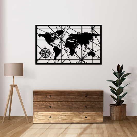 Exploration Routes - World Map Metal Painting