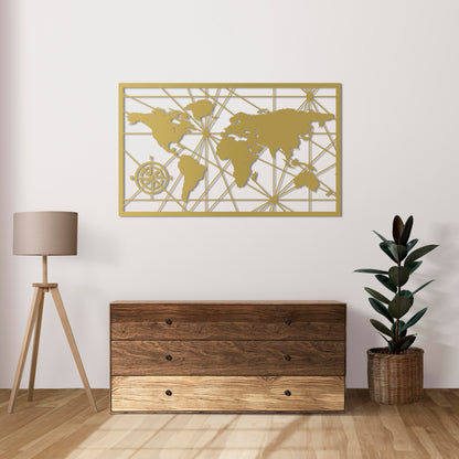 Exploration Routes - World Map Metal Painting