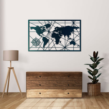 Exploration Routes - World Map Metal Painting