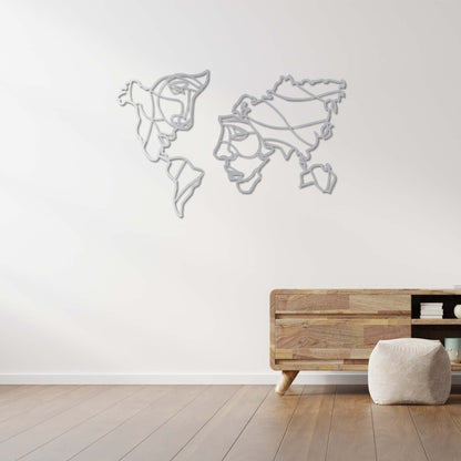 Faces of the World – Artistic World Map Metal Painting
