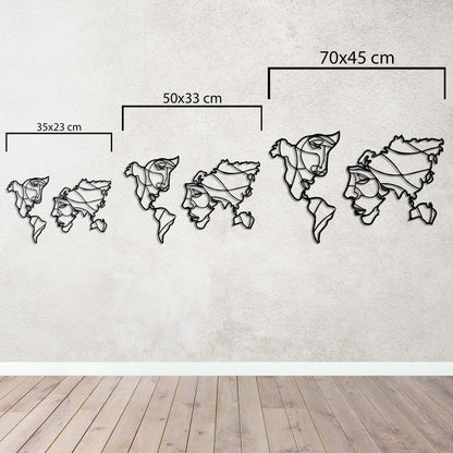 Faces of the World – Artistic World Map Metal Painting