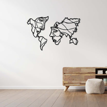 Faces of the World – Artistic World Map Metal Painting