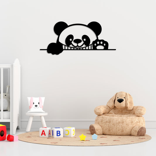 Meraklı Panda Metal Tablo