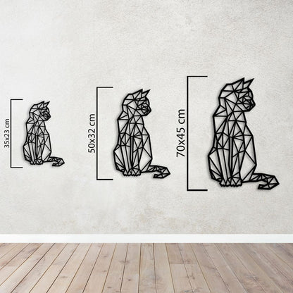 Geometrik Kedi Metal Tablo