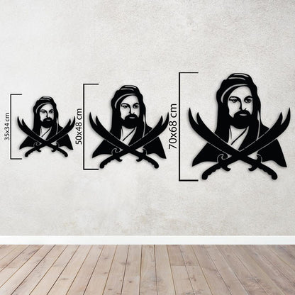 Nobility with Two Swords Hz. Ali Islamic Metal Painting