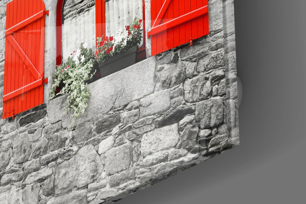 Kırmızı Pencere Cam Tablo
