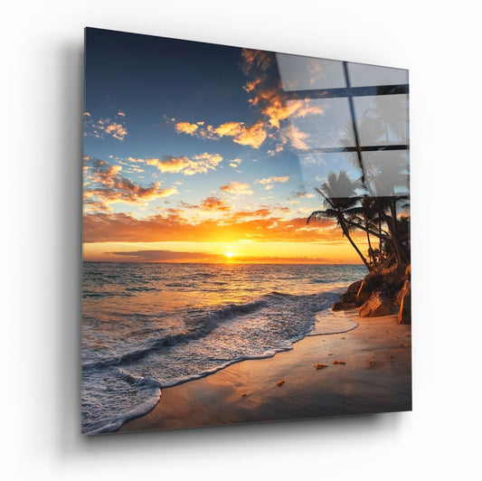 Palmiye Ağaçları Cam Tablo