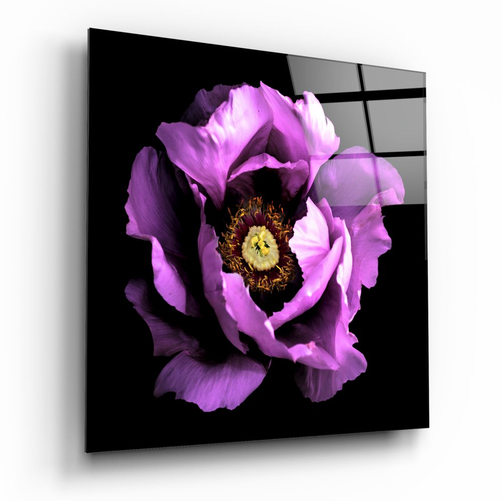 Floral Pembe Cam Tablo