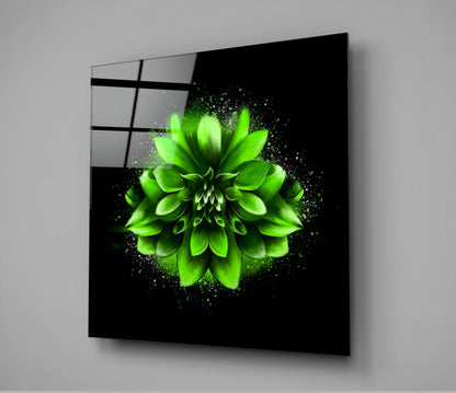Yeşil Lotus Cam Tablo