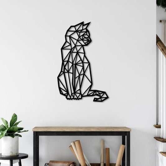 Geometrik Kedi Metal Tablo