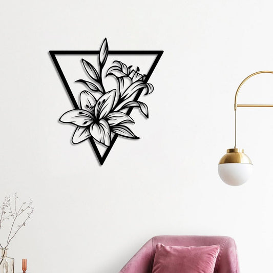 Geometrik Zambak Metal Tablo