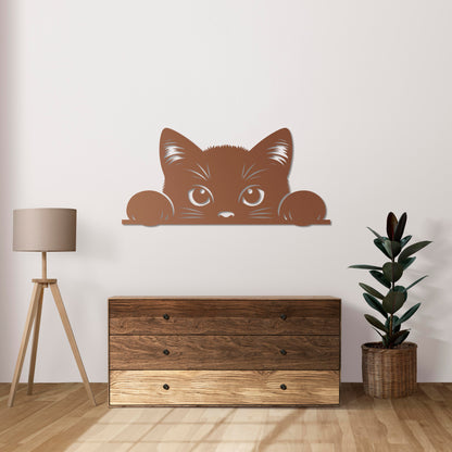 Meraklı Bakışlar Kedi Metal Tablo