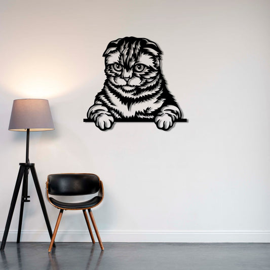 Meraklı Kedi Metal Tablo