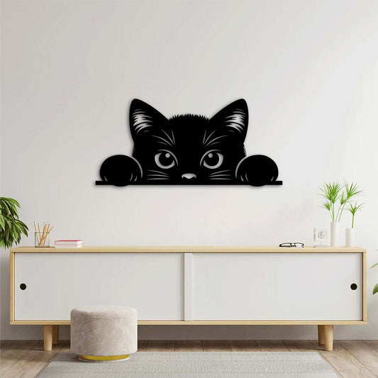 Meraklı Bakışlar Kedi Metal Tablo