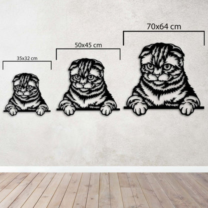 Meraklı Kedi Metal Tablo