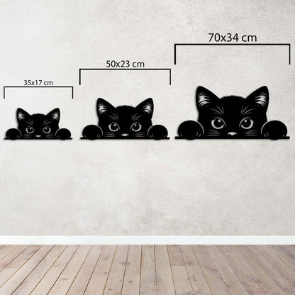 Meraklı Bakışlar Kedi Metal Tablo