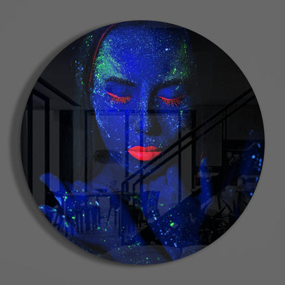 Neon Kadın Cam Tablo