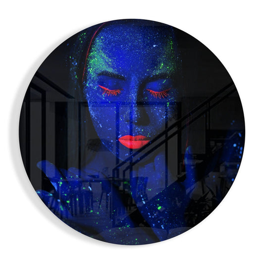 Neon Kadın Cam Tablo