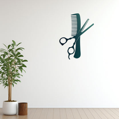 Cut &amp; Comb – Barbershop Themed Metal Sign