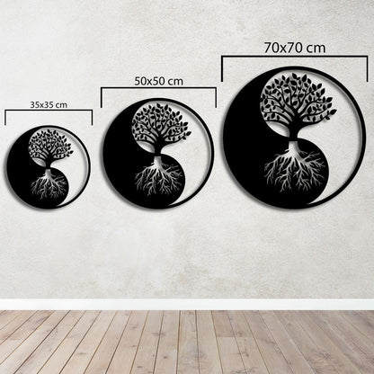 Yin Yang Yaşam Ağacı Metal Tablo