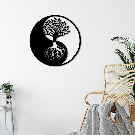 Yin Yang Yaşam Ağacı Metal Tablo