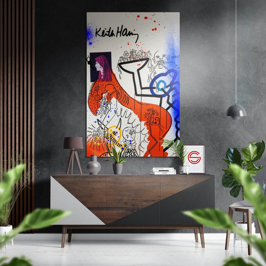 Keith Haring Fırçalı Metalik Alu-Dibond