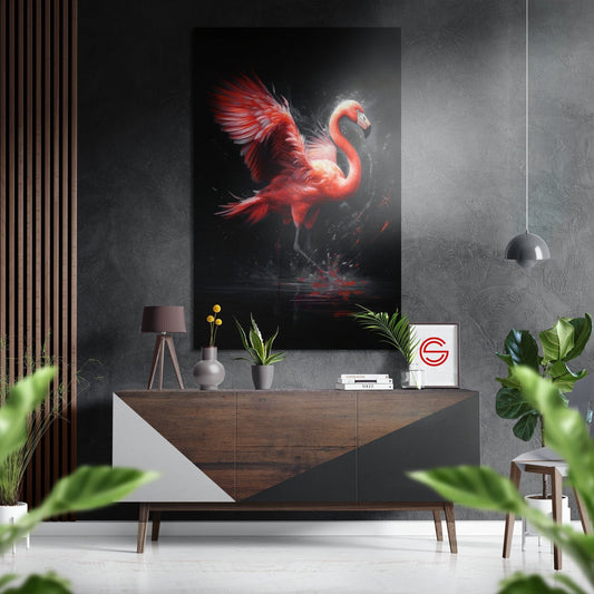 Flamingo'Nun Kanatları Fırçalı Metalik Alu-Dibond