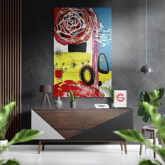 Kandinsky Stili Fırçalı Metalik Alu-Dibond