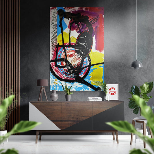 Kandinsky Stili Fırçalı Metalik Alu-Dibond