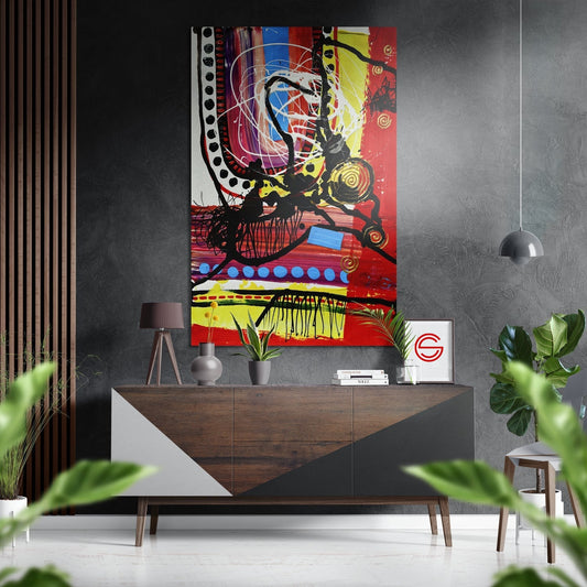 Kandinsky Stili Fırçalı Metalik Alu-Dibond