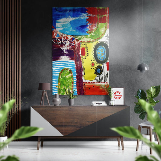 Kandinsky Stili Fırçalı Metalik Alu-Dibond