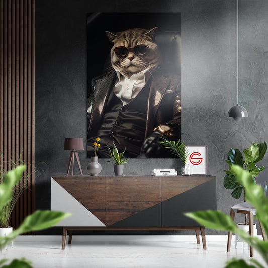 Kedi Patron Fırçalı Metalik Alu-Dibond