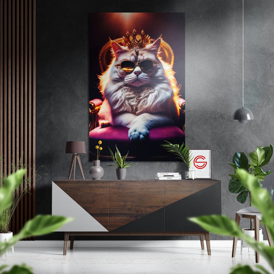 Kedi Kral Fırçalı Metalik Alu-Dibond