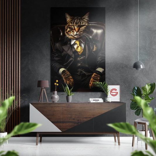 Kedi Patron Fırçalı Metalik Alu-Dibond